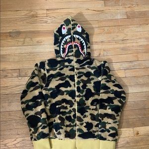 Rare bape fuzzy full zip shark size medium